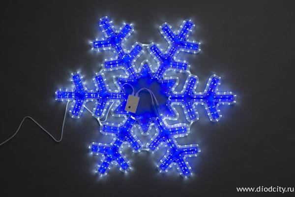 Светодиодная снежинка 79*69 см, бело-синяя, с контроллером