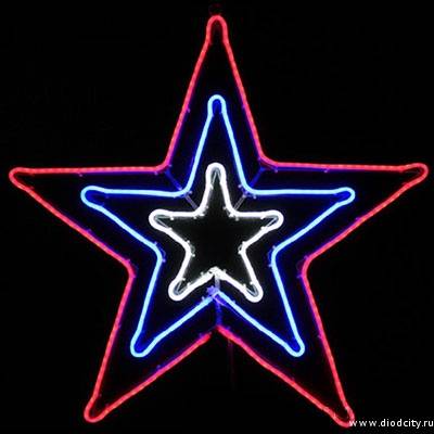 Светодиодная звезда 83*83 см, триколор, мерцающая