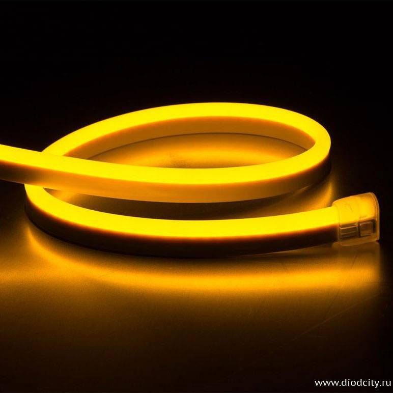Гибкий неон 220V-2835-120P-big size, размер 12*25мм, желтый