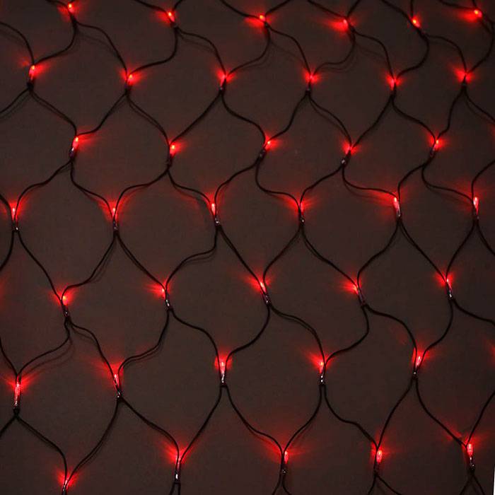 Гирлянда - сеть светодиодная 2 х 1.5 м, красная, с контроллером