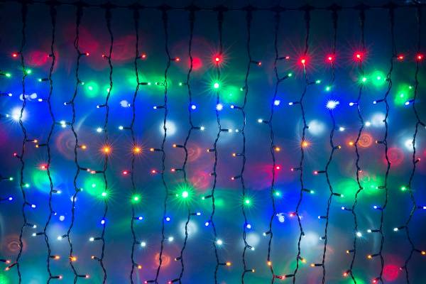 Световой занавес "Дождь" 2*1.5м, мульти диоды(4цв), провод каучук