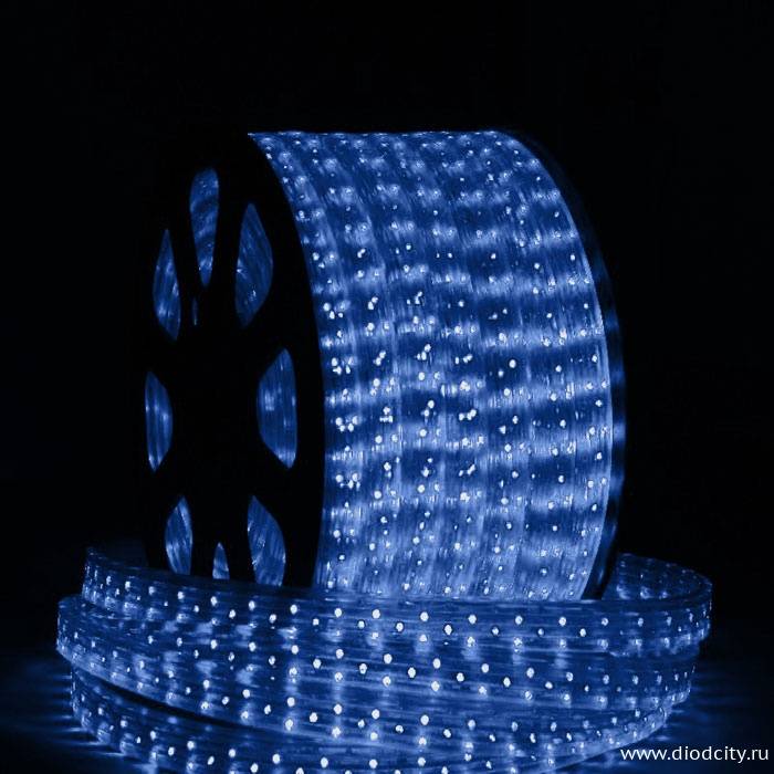 Светодиодный дюралайт 5-х жильный плоский 11*28мм, синий