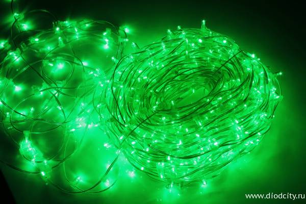 Гирлянда на деревья Клип Лайт мерцающий, 100 м, зеленый (зеленый flash)