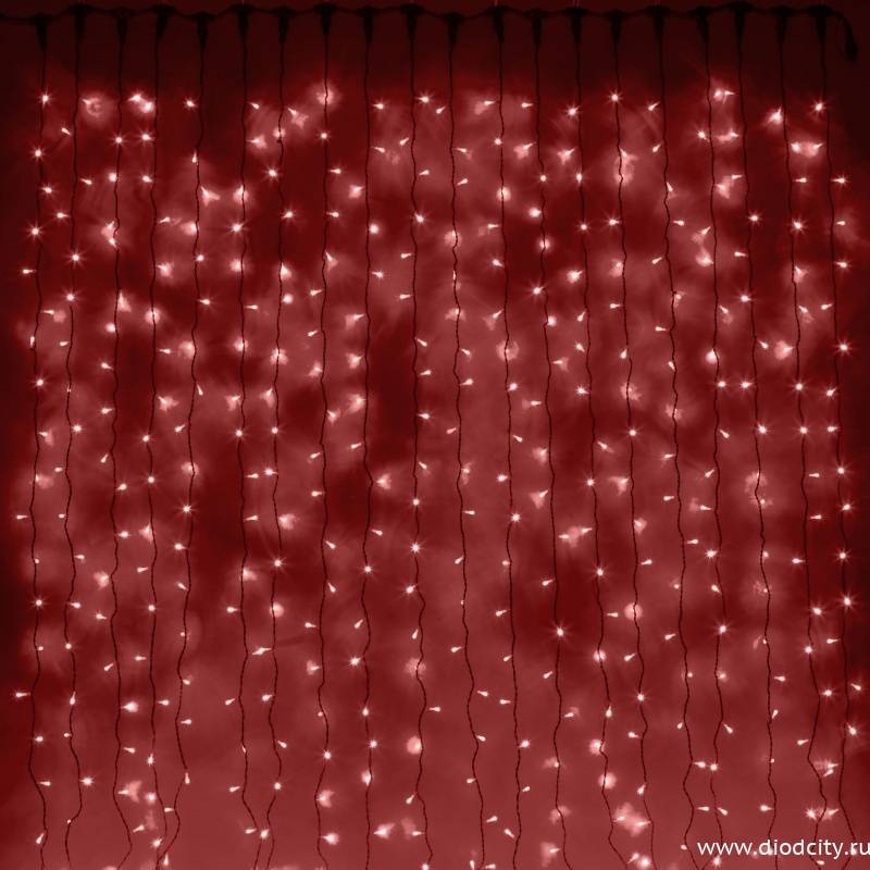 Светодиодный занавес "Дождь", 2 х 6м. красные диоды