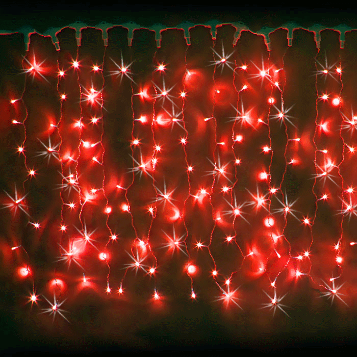 Светодиодный занавес "Дождь", 2 х 1.5м, красные диоды, мерцающий