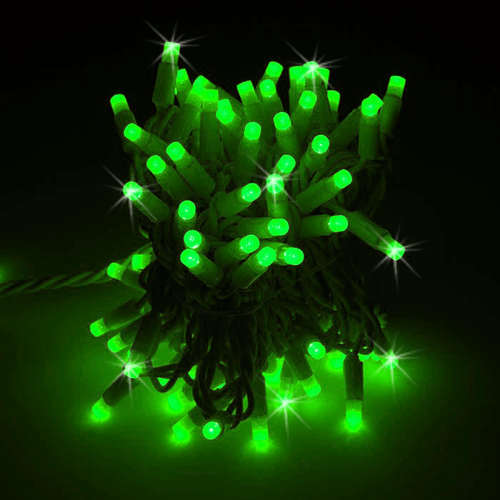 Гирлянда-нить Стринг Лайт, мерцающая, 10м, провод каучук,цвет зеленый