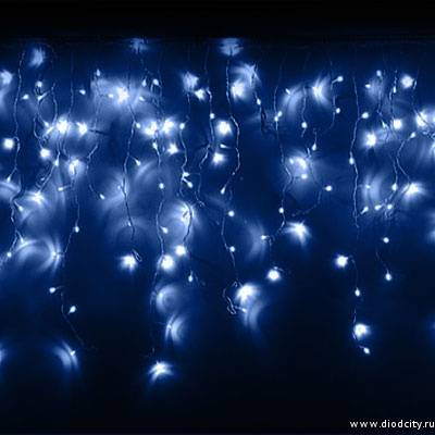 Гирлянда - бахрома  4.8 х 0.6м, синие диоды, мерцающая