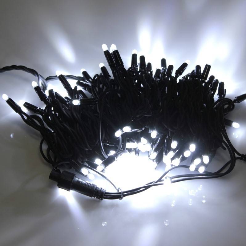 Гирлянда нить Стринг Лайт, 20м, черный провод, белая, 24V