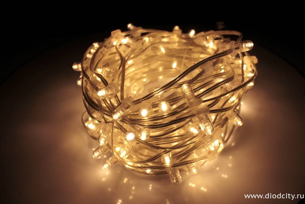 Светодиодный клип-лайт 30М мерцающий, 12V, теплый белый (теплый белый flash)