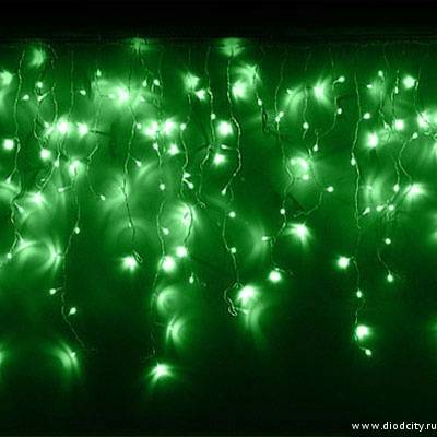Гирлянда - бахрома  4.8 х 0.6м, зеленые диоды, мерцающая