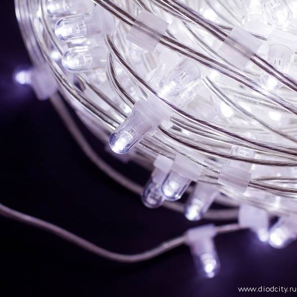 Гирлянда "Клип Лайт" белые диоды, прозрачный провод