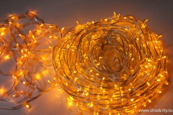 Гирлянда на деревья Клип Лайт мерцающий, 100 м, желтый (желтый flash)