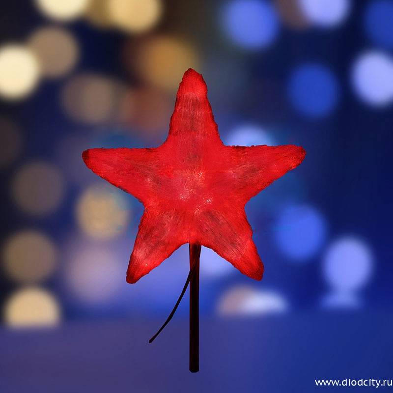 Световая акриловая макушка "Звезда" 80 см, красная