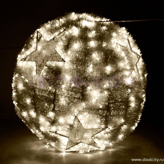 Обьемная фигура "Шар пушистый" 40 см, теплый белый