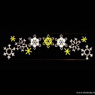 Светодиодное панно "Снежинки со звездами" 105 * 400 см