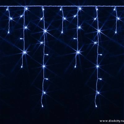 Гирлянда - бахрома  4 х 0.9м, синие диоды
