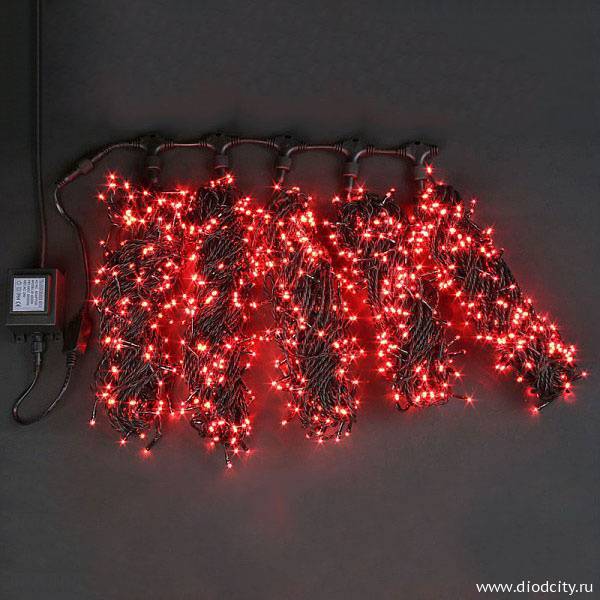 Гирлянда "Клип Лайт Спайдер" 5 нитей по 20 м, красные  диоды, мерцающая