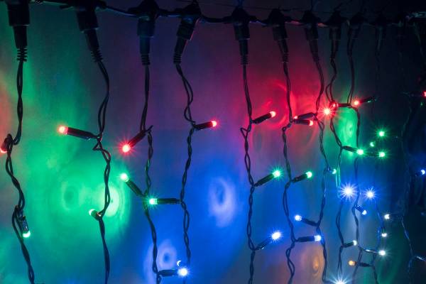 Светодиодный мерцающий занавес "Дождь", IP65, 2x1.5м, мультиколор