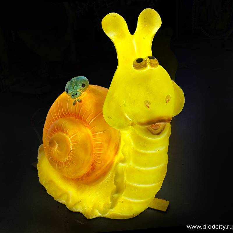 Объемная фигура из стекловолокна "Улитка с жучком", 45*22*42 см, 24 В