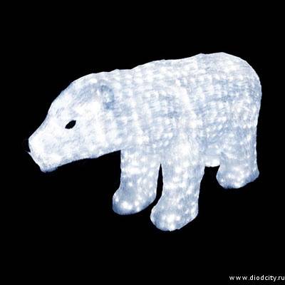 Световая акриловая фигура " Белый медведь"  60*110 см