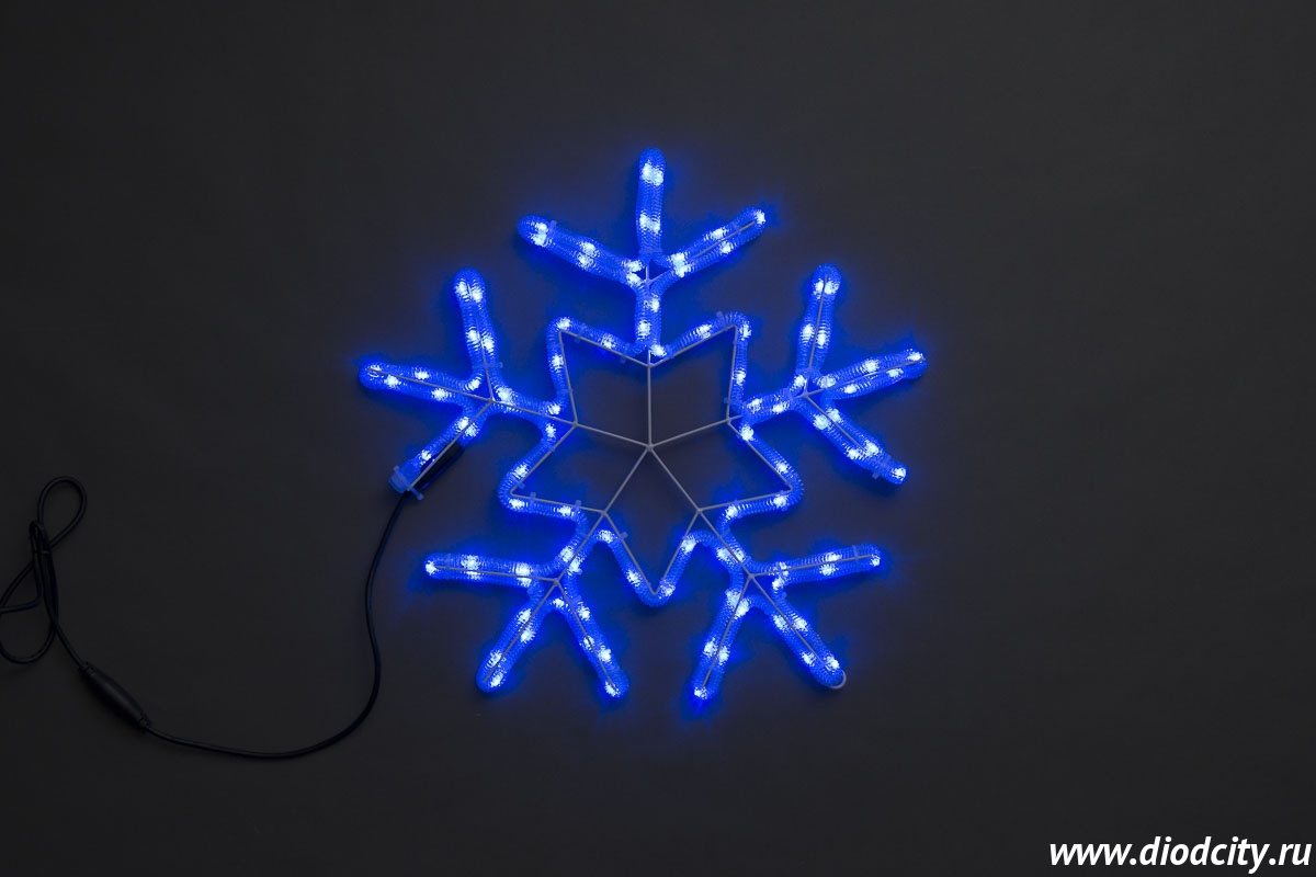 Светодиодная снежинка 57*56 см, синяя