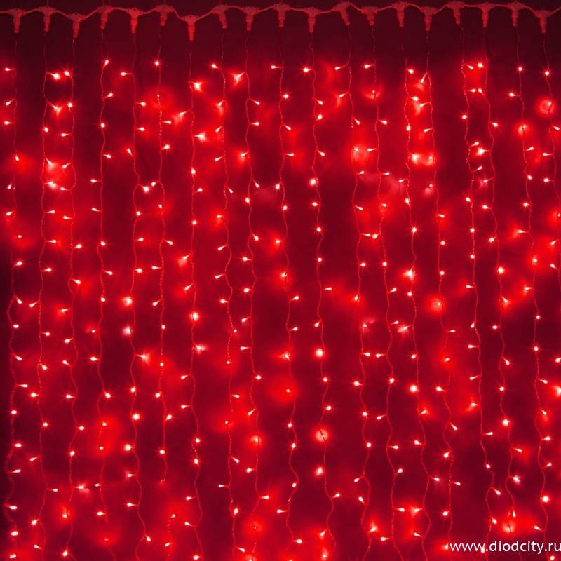 Светодиодный занавес "Дождь", 2 х 3м  красные диоды IP65