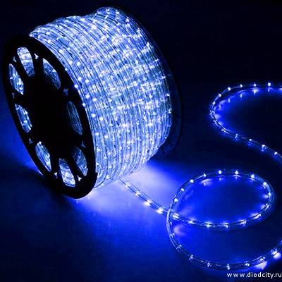 Дюралайт круглый с мерцанием, синий, 220 В