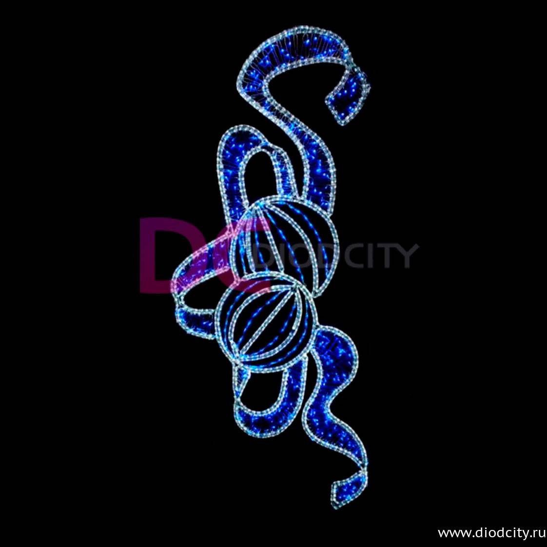 Светодиодная консоль "Шары на синей ленте", 200х90 см