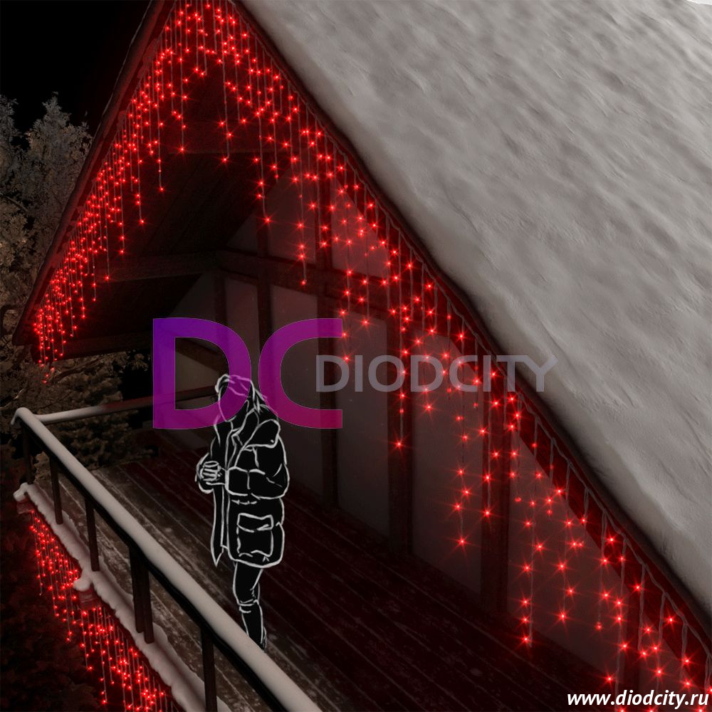 Светодиодная бахрома Rich LED 3х0.5 м, красная, IP54