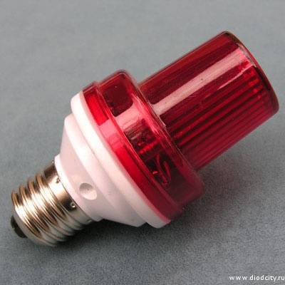 Светодиодная строб лампа  цоколь Е27, красная