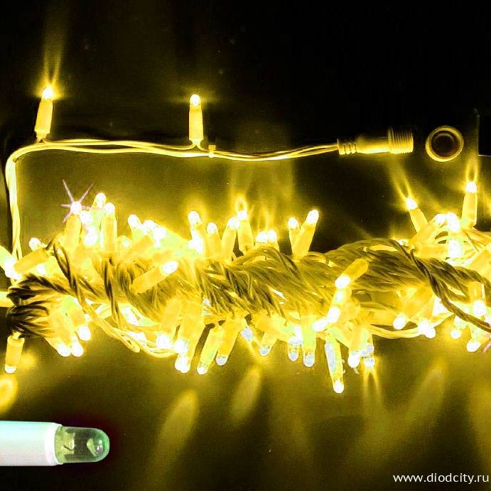 Гирлянда-нить, герметичный колпачок, с мерцанием, 10м, цвет желтый, 24В