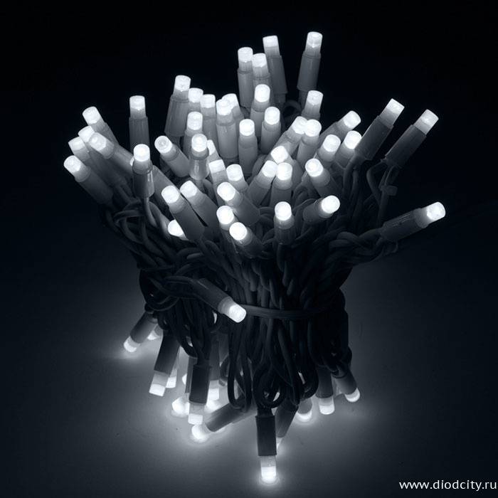 Гирлянда  LED Стринг Лайт, 10м, белый, IP65 (провод каучук)