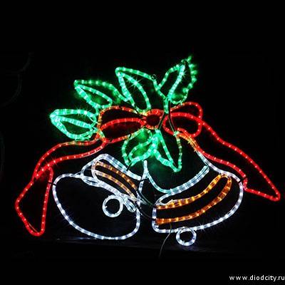 Светодиодная фигура "Два колокольчика с красным бантом"  79 * 106 см