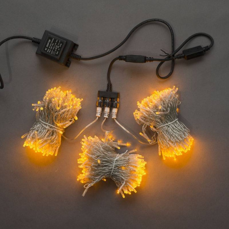 Гирлянда "Клип Лайт Спайдер" 3 нити по 20 м, желтые диоды, мерцающая