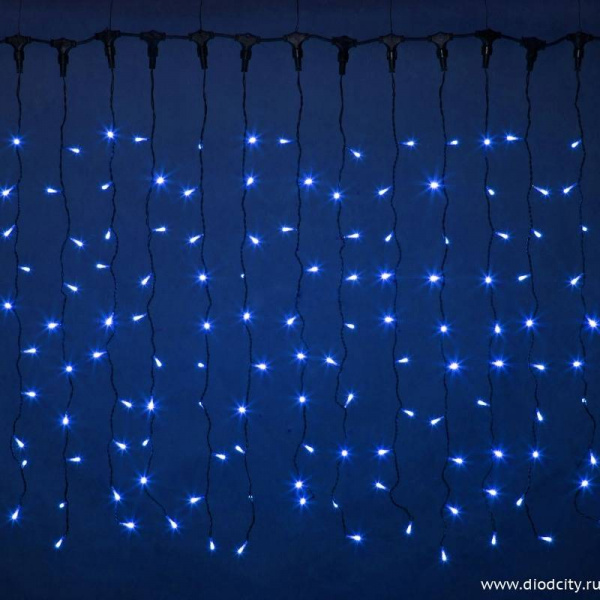 Светодиодный занавес "Дождь", 2 х 1.5м. синие  диоды