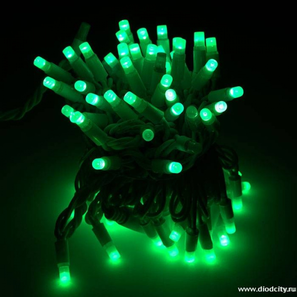 Гирлянда нить Стринг Лайт  24V, длина 10м, каучук, зеленая