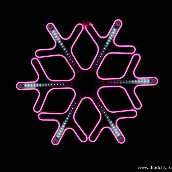 Фигура светодиодная "Снежинка" с динамикой, розовая