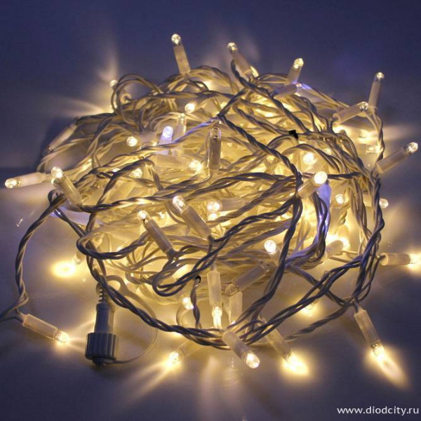 Гирлянда нить Стринг Лайт мерцающая 24V, длина 20м, теплая белая