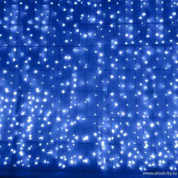 Светодиодный занавес "Дождь", 2 х 9м. синие  диоды