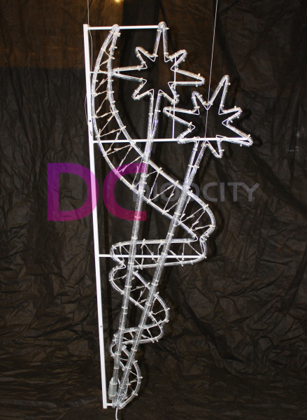 Световая консоль "Две  белых звезды и красная лента" 150х60 см