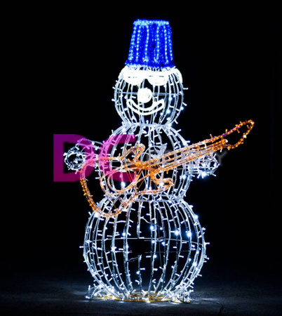 Световая композиция "Снеговики-музыканты", 200 см