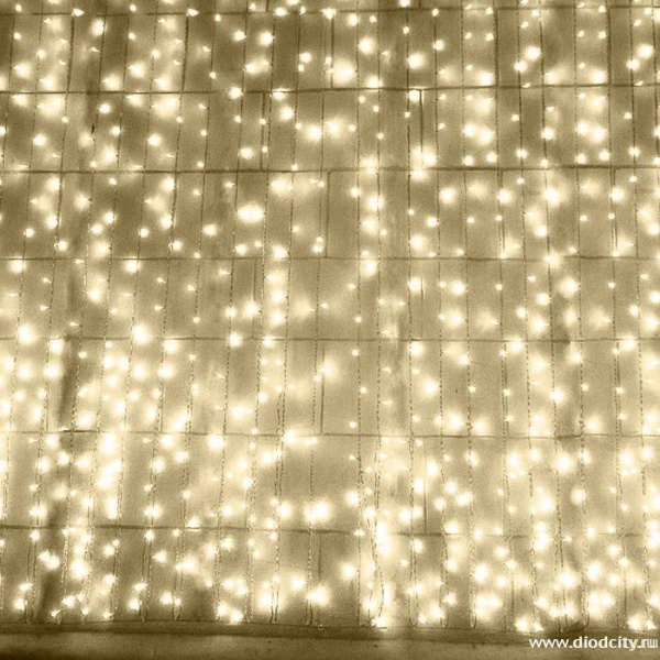 Светодиодный занавес "Дождь", 2 х 9м. теплый белый