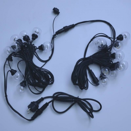 Гирлянда Белт Лайт 20 ламп,цвет теплый белый, 10 м, шаг 50см, черный провод