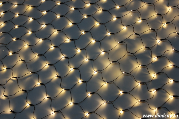 Гирлянда - сеть светодиодная 2 х 3 м, теплая белая, с контроллером