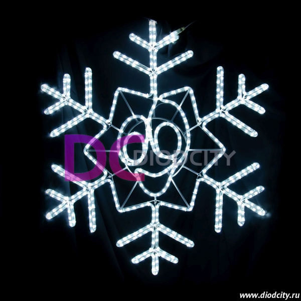 Светодиодная снежинка-смайлик диаметром 103 см
