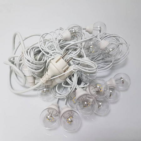 Гирлянда Белт Лайт 20 ламп,цвет теплый белый, 10 м, шаг 50см, белый провод