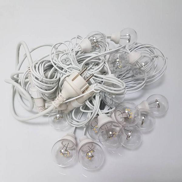 Гирлянда Белт Лайт 20 ламп,цвет теплый белый, 10 м, шаг 50см, белый провод