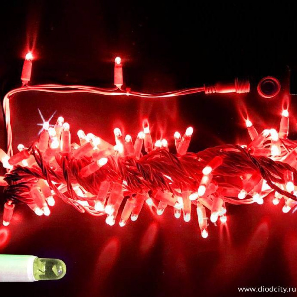 Светодиодная гирлянда Нить 10 м, 24 В, герметичный колпачок, красная