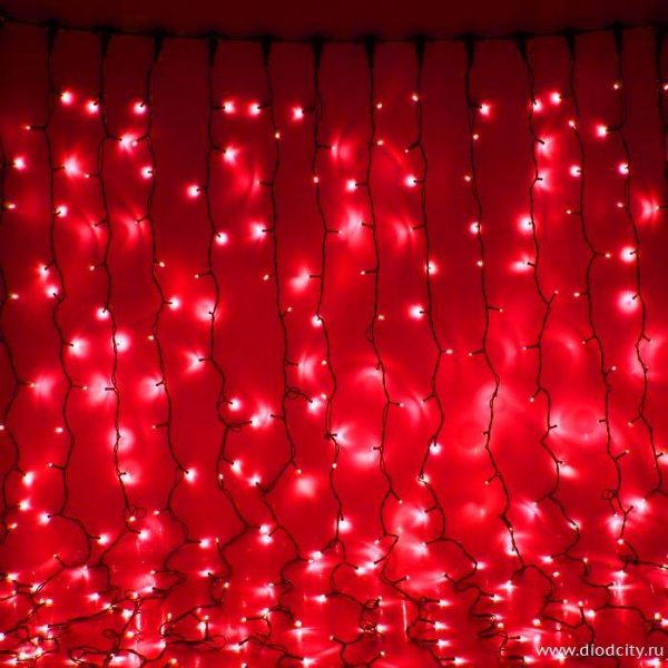 Светодиодный занавес "Дождь", 2 х 3м. красные диоды