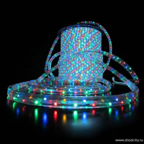 Светодиодный дюралайт 3-х жильный плоский 11*18мм, мульти